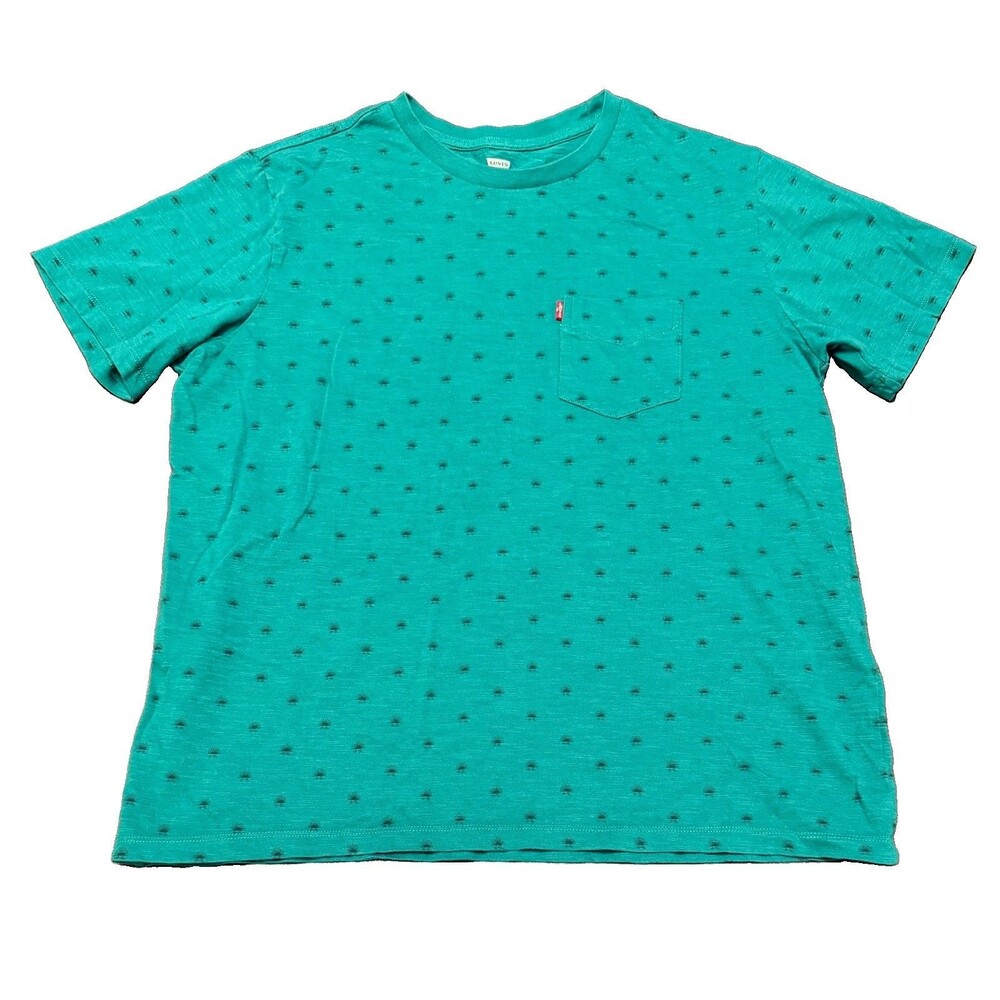 Levi's All-Over Print Classic T-Shirt Mens Large Standard Fit Green, One-Pocket